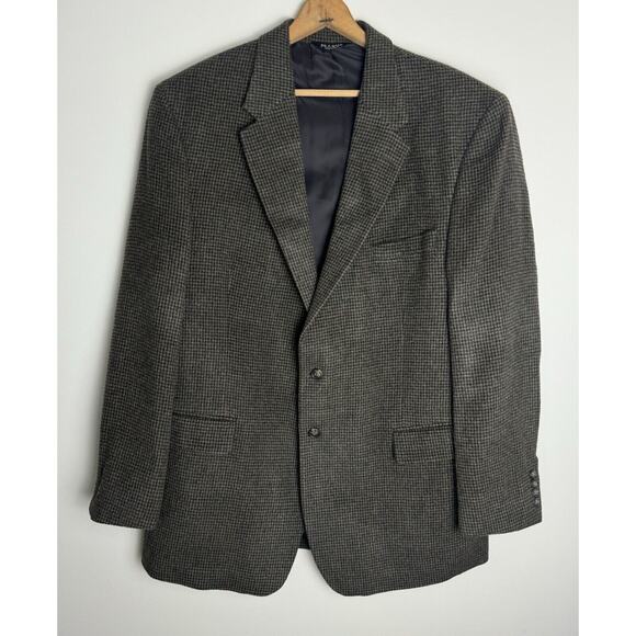 JOS A BANK Travelers Col Brown Houndstooth 100% Camel Hair Sport Coat Size‎ 46L - Picture 1 of 7